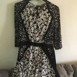 Black and Cream Tie Dress - Perfect for Work!